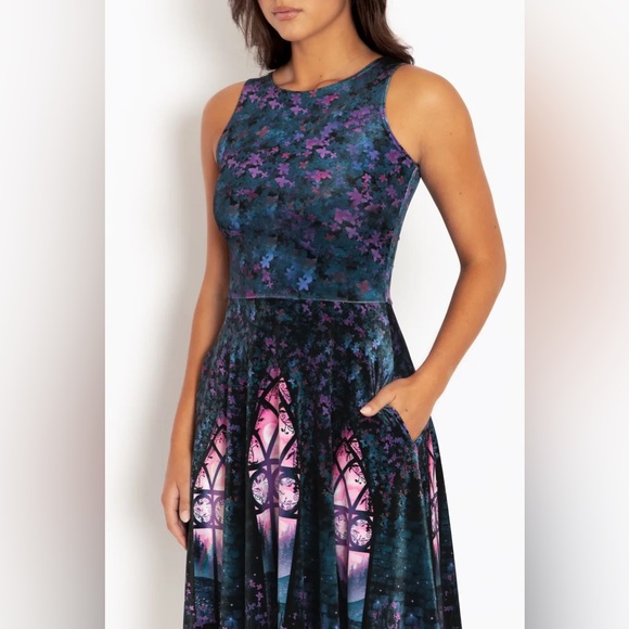 BLACKMILK Window To The Spirit Realm VELVET PRINCESS MIDI DRESS! Cat Pockets NWT - Picture 6 of 10